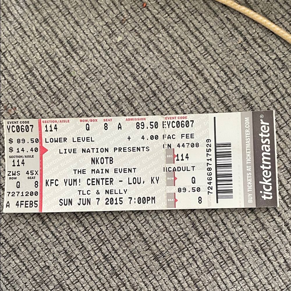 Live Nation Concert Ticket - White with Red Accent